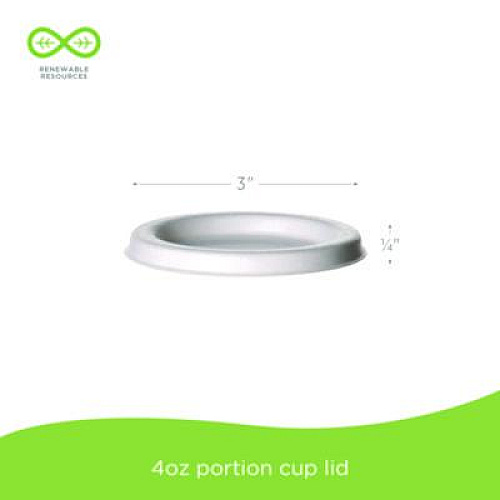 Eco-Products Vanguard Sugarcane Portion Cup Lid, Fits 4 oz Portion Cups, White, 1,800/Carton (EPSPCLID4NFA)