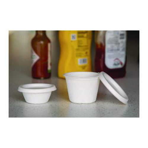 Eco-Products Vanguard Sugarcane Portion Cup Lid, Fits 4 oz Portion Cups, White, 1,800/Carton (EPSPCLID4NFA)