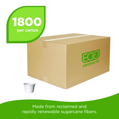 Eco-Products Vanguard Renewable and Compostable Sugarcane Portion Cups, 4 oz, White, 1,000/Carton (EPSPC4NFA)