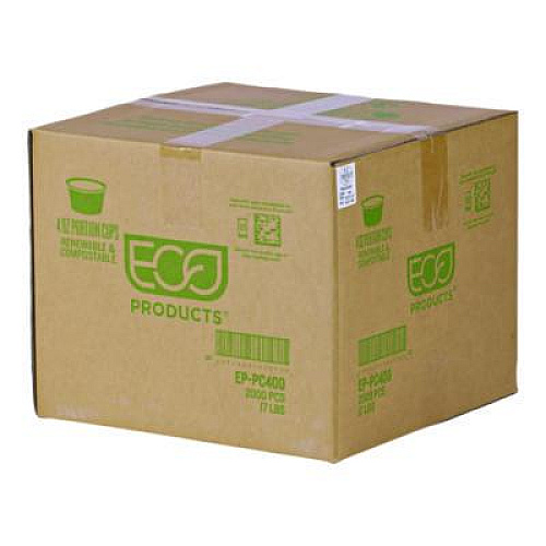 Eco-Products Renewable and Compostable Portion Cups, 4 oz, Plastic, Clear, 100/Pack, 20 Packs/Carton (EPPC400)