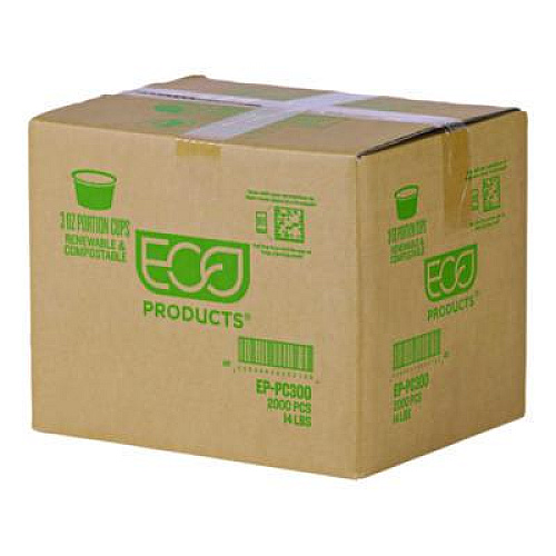 Eco-Products Renewable and Compostable Portion Cups, 3 oz, Plastic, Clear, 100/Pack, 20 Packs/Carton (EPPC300)