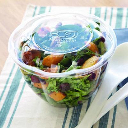 Eco-Products Salad Bowls, 48 oz, 6.69" Diameter x 4.38" h, Clear, Plastic, 300/Carton (EPSB48BASE)
