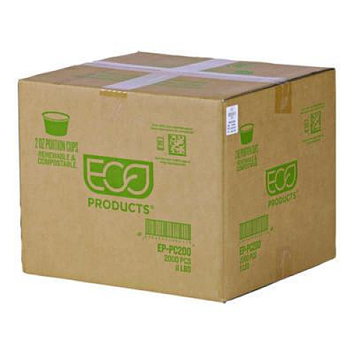 Eco-Products Renewable and Compostable Portion Cups, 2 oz, Plastic, Clear, 100/Pack, 20 Packs/Carton (EPPC200)
