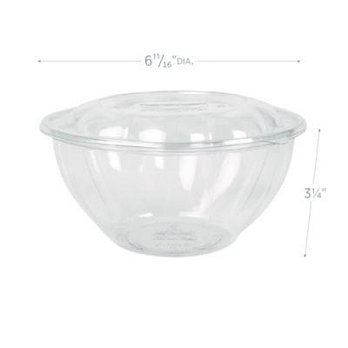 Eco-Products Renewable and Compostable Salad Bowls with Lids, 32 oz, Clear, Plastic, 50/Pack, 3 Packs/Carton (EPSB32)