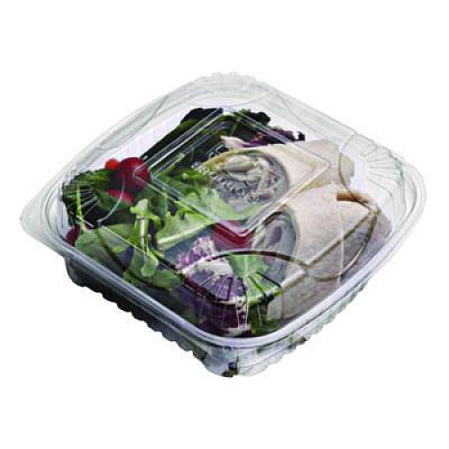 Eco-Products Renewable and Compostable Clear Clamshell Hinged Food Containers, 8 x 8 x 3, Plastic, 80/Pack, 2 Packs/Carton (EPLC81)