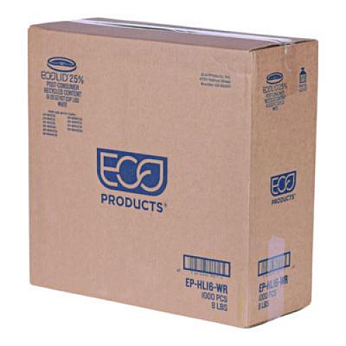 Eco-Products EcoLid 25% Recycled Content Hot Cup Lid, Fits 10 oz to 20 oz Hot Cups, Plastic, White, 100/Pack, 10 Packs/Carton (EPHL16WR)