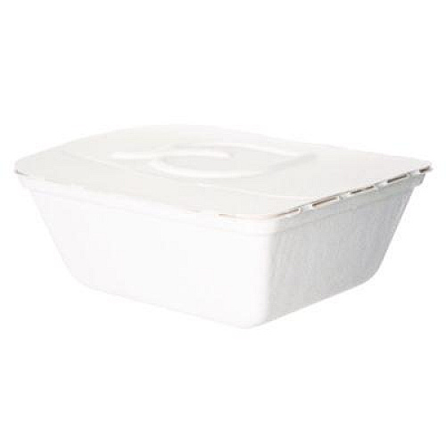 Eco-Products Vanguard Folia Renewable and Compostable Take-Out Container, 3 Compartments, 35 oz, 5.8 x 6.9 x 2.5, White, Sugarcane, 300/CT (EPFSC35NFA)