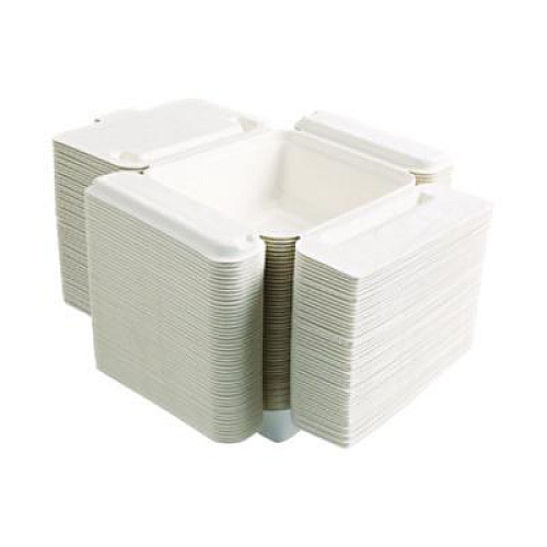 Eco-Products Vanguard Folia Renewable and Compostable Take-Out Container, 3 Compartments, 22 oz, 5.39 x 5.94 x 2, White, Sugarcane, 300/CT (EPFSC22NFA)