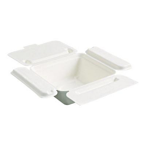 Eco-Products Vanguard Folia Renewable and Compostable Take-Out Container, 3 Compartments, 22 oz, 5.39 x 5.94 x 2, White, Sugarcane, 300/CT (EPFSC22NFA)
