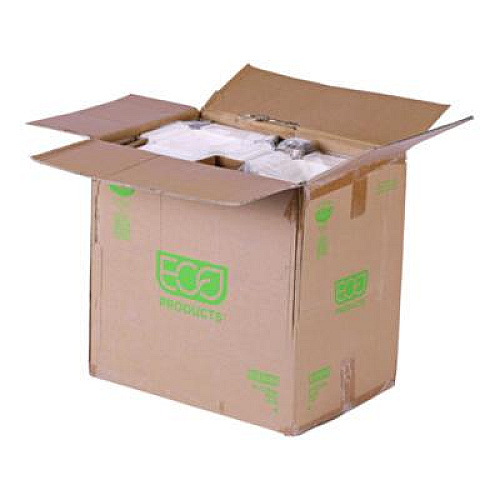 Eco-Products Vanguard Folia Renewable and Compostable Take-Out Container, 3 Compartments, 22 oz, 5.39 x 5.94 x 2, White, Sugarcane, 300/CT (EPFSC22NFA)