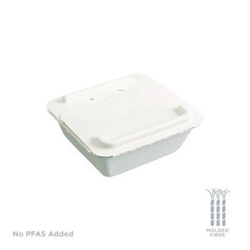 Eco-Products Vanguard Folia Renewable and Compostable Take-Out Container, 3 Compartments, 22 oz, 5.39 x 5.94 x 2, White, Sugarcane, 300/CT (EPFSC22NFA)