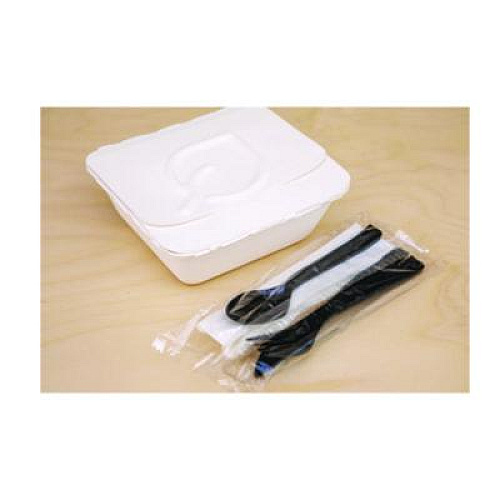 Eco-Products Vanguard Folia Renewable and Compostable Take-Out Container, 3 Compartments, 22 oz, 5.39 x 5.94 x 2, White, Sugarcane, 300/CT (EPFSC22NFA)