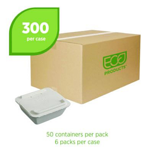 Eco-Products Vanguard Folia Renewable and Compostable Take-Out Container, 3 Compartments, 22 oz, 5.39 x 5.94 x 2, White, Sugarcane, 300/CT (EPFSC22NFA)