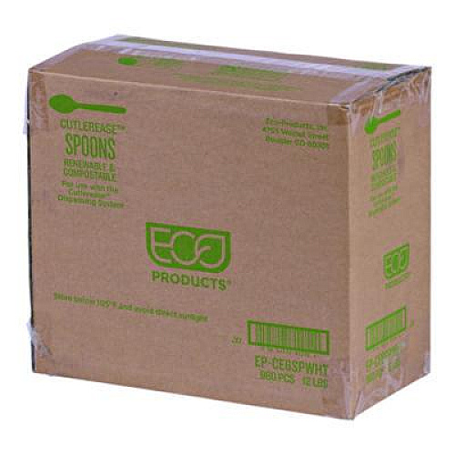 Eco-Products Cutlery for Cutlerease Dispensing System, Spoon, Plastic, White, 960/Carton (EPCE6SPWHT)