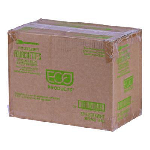 Eco-Products Cutlery for Cutlerease Dispensing System, Fork, Plastic, White, 960/Carton (EPCE6FKWHT)