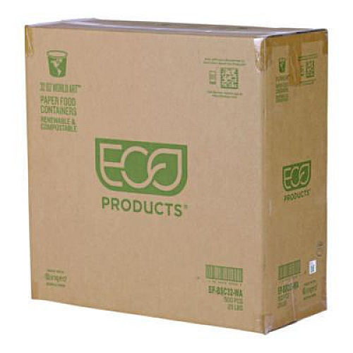 Eco-Products World Art Renewable and Compostable Food Container, 32 oz, 4.05" Diameter x 5.8" h, Tan, Paper, 25/Pack, 20 Packs/Carton (EPBSC32WA)