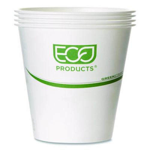 Eco-Products GreenStripe Hot Cups, 10 oz, Paper, White, 50/Pack, 20 Packs/Carton (EPBHC10GS)