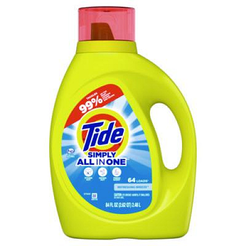 Tide Simply Clean and Fresh Laundry Detergent, HE Compatible, Refreshing Breeze, 64 Loads, 84 oz Bottle, 4/Carton (13143)
