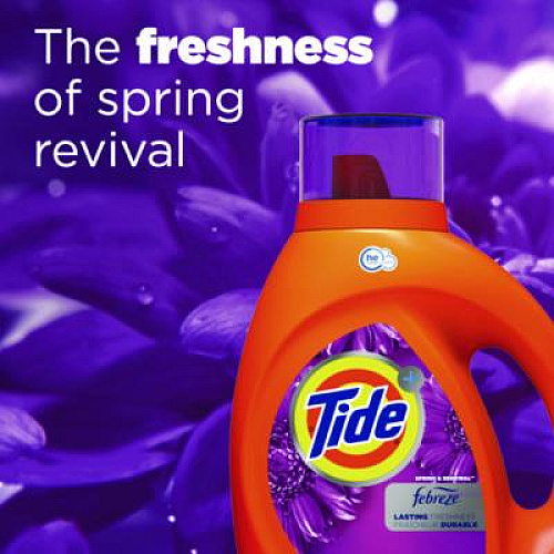 Tide Plus Febreze HE Liquid Laundry Detergent, Spring and Renewal, 84 oz Bottle (12237EA)