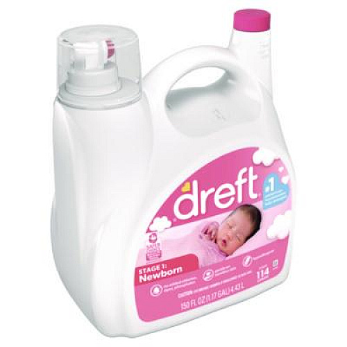 Dreft Ultra Laundry Detergent, Baby Powder Scent, 150 oz Bottle, 4/Carton (12128)