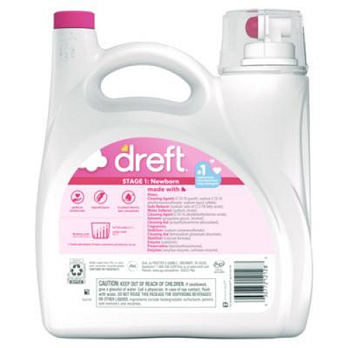 Dreft Ultra Laundry Detergent, Baby Powder Scent, 150 oz Bottle, 4/Carton (12128)