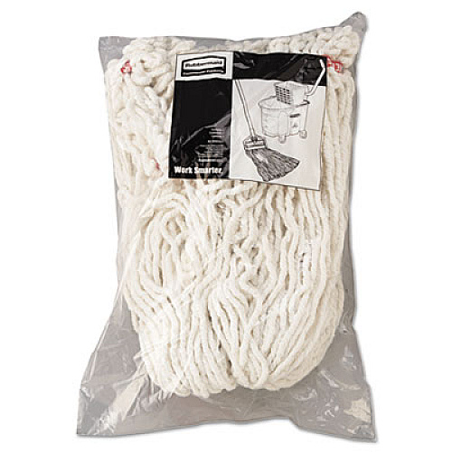 Rubbermaid Commercial Web Foot Wet Mop Head, Shrinkless, Cotton/Synthetic, White, Large, 6/Carton (A213WHI)
