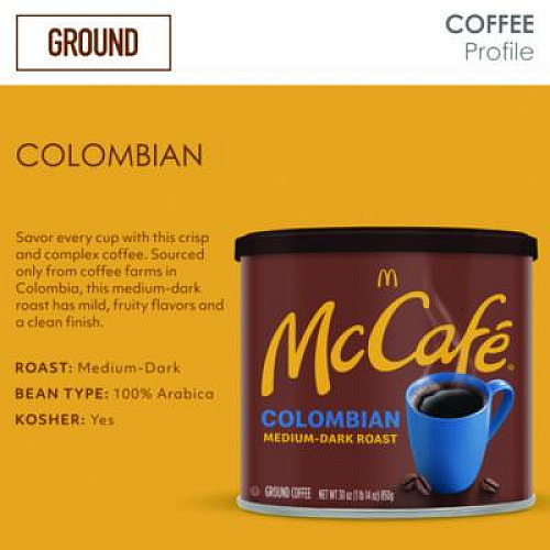 McCafe Ground Coffee, Colombian, 30 oz Can (7153EA)