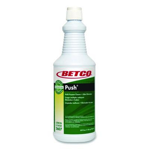 Betco PUSH All Purpose Cleaner and Odor Eliminator, Lemon and Sage Scent, 32 oz Bottle, 12/Carton (26071200)