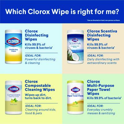 Clorox Scentiva Bleach Free Cleaning Wipes, 7.75 x 7, Tuscan Lavender and Jasmine, 75/Canister (60040)