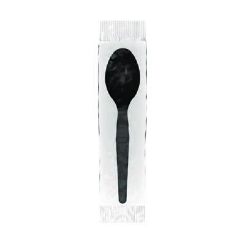 Dixie Mediumweight Polystyrene Wrapped Cutlery, Spoon, Plastic, Black, 1,000/Carton (TM53C1)