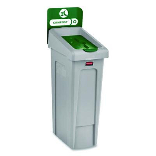 Rubbermaid Commercial Slim Jim Recycling Station Kit, 1-Stream Compost, 23 gal, Plastic, Green/Gray (2185051)