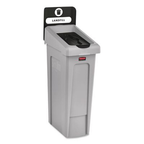 Rubbermaid Commercial Slim Jim Recycling Station Kit, 1-Stream Landfill, 23 gal, Plastic, Gray/Black (2185053)