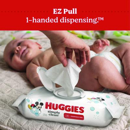 Huggies Simply Clean Fragrance Free Baby Wipes, 64/Pack, 11 Packs/Carton (53611)