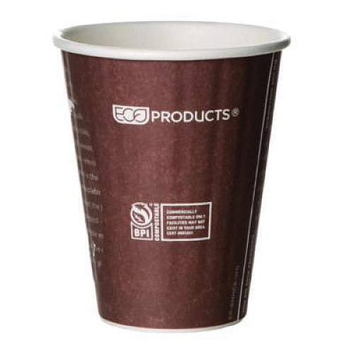 Eco-Products World Art Renewable and Compostable Insulated Hot Cups, 8 oz, Paper, Brown/White, 40/Pack, 20 Packs/Carton (EPBNHC8WD)