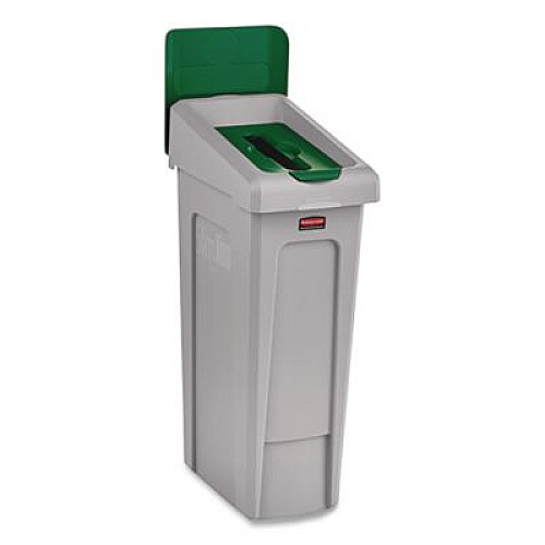 Rubbermaid Commercial Slim Jim Recycling Station Kit, 1-Stream Paper, 23 gal, Plastic, Green/Gray (2185054)