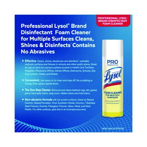 Professional LYSOL Brand Disinfectant Foam Cleaner, 24 oz Aerosol Spray, 12/Carton (02775CT)