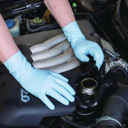 GloveWorks by AMMEX Blue Nitrile Exam Gloves, Powder-Free, X-Large, 8 mil Thick, 11.6" Long, Blue, 50/Box, 10 Boxes/Carton (GPNHD68100)