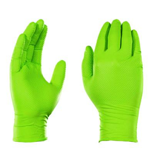 GloveWorks by AMMEX Heavy-Duty Industrial Nitrile Gloves, Powder-Free, Medium, 8 mil Thick, 9.5" Long, Green, 100/Box, 10 Boxes/Carton (GWGN44100CT)