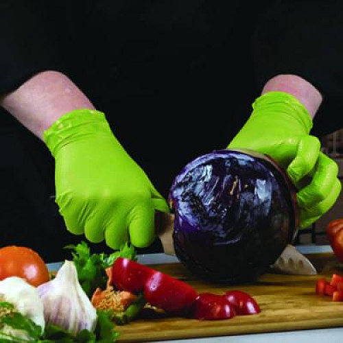 GloveWorks by AMMEX Heavy-Duty Industrial Nitrile Gloves, Powder-Free, Medium, 8 mil Thick, 9.5" Long, Green, 100/Box, 10 Boxes/Carton (GWGN44100CT)