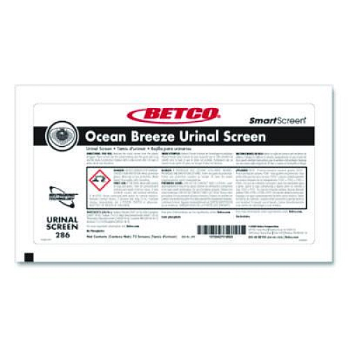 Betco SmartSCREEN Urinal Screen, Ocean Breeze Scent, Blue, 1 lb, 72/Carton (2867200)