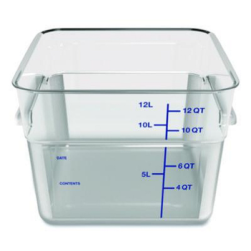 Carlisle Squares Polycarbonate Food Storage Container, 12 qt, 11.13 x 11.13 x 8.25, Clear, Plastic (1195407)