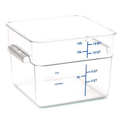 Carlisle Squares Polycarbonate Food Storage Container, 12 qt, 11.13 x 11.13 x 8.25, Clear, Plastic (1195407)