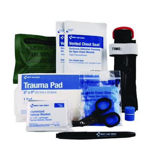 First Aid Only Right Response Bleeding Control Kit for Limb and Chest Wounds, 16 Pieces, Fabric Pouch (91513)