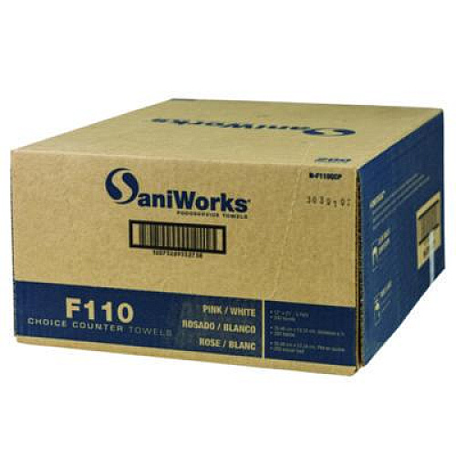 SaniWorks Choice Counter Foodservice Wiper, 1-Ply, 12 x 21, Pink/White, 200/Carton (NF110QCP)