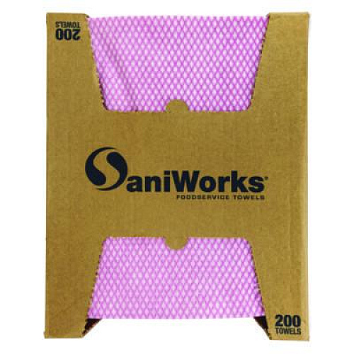 SaniWorks Choice Counter Foodservice Wiper, 1-Ply, 12 x 21, Pink/White, 200/Carton (NF110QCP)