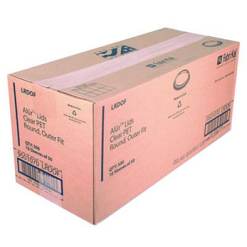 Fabri-Kal Recycleware Round Deli Container Lids, Flat Outer Fit, Clear, Plastic, 500/Carton (LRDOF)