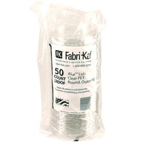 Fabri-Kal Recycleware Round Deli Container Lids, Flat Outer Fit, Clear, Plastic, 500/Carton (LRDOF)