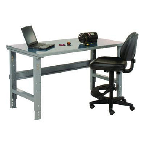 Global Industrial Standard Duty Steel Top Adjustable Height Workbench, 2,000 lbs, 72 x 30 x 30.88 to 36.88, Gray (183154)