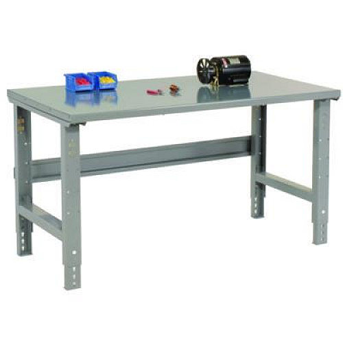 Global Industrial Standard Duty Steel Top Adjustable Height Workbench, 2,000 lbs, 72 x 30 x 30.88 to 36.88, Gray (183154)