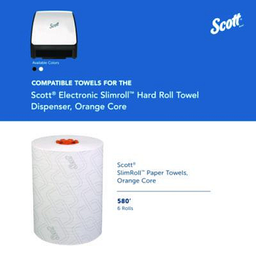 Scott Slimroll Electronic Towel Dispenser, 12.35 x 7.25 x 11.8, White/Black (47259)
